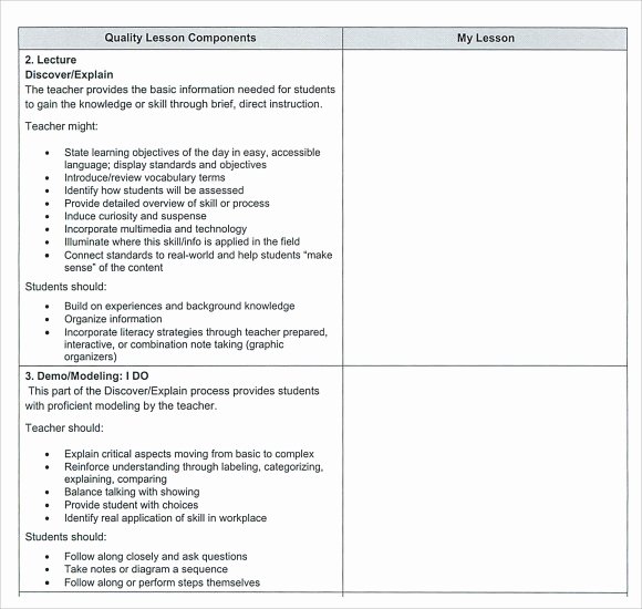 Lesson Plans Template Elementary New Sample Teacher Lesson Plan Template 9 Free Documents In