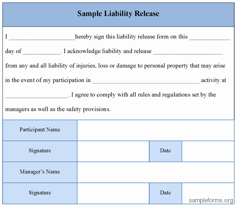 Liability form Template Free Fresh Free Printable Liability Release form Template form Generic