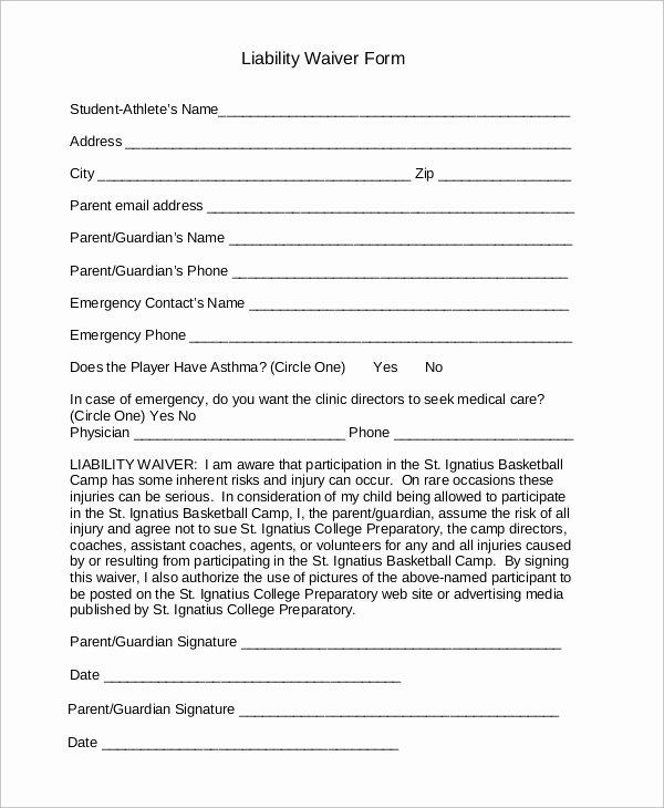 Liability form Template Free Inspirational Sample Liability Waiver form 10 Examples In Word Pdf