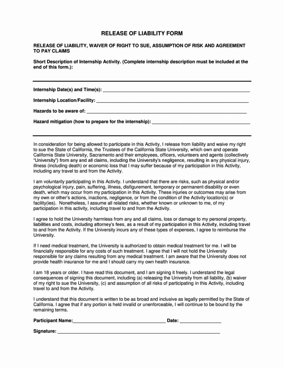 Liability form Template Free Inspirational Yoga Waiver form Template – Blog Dandk