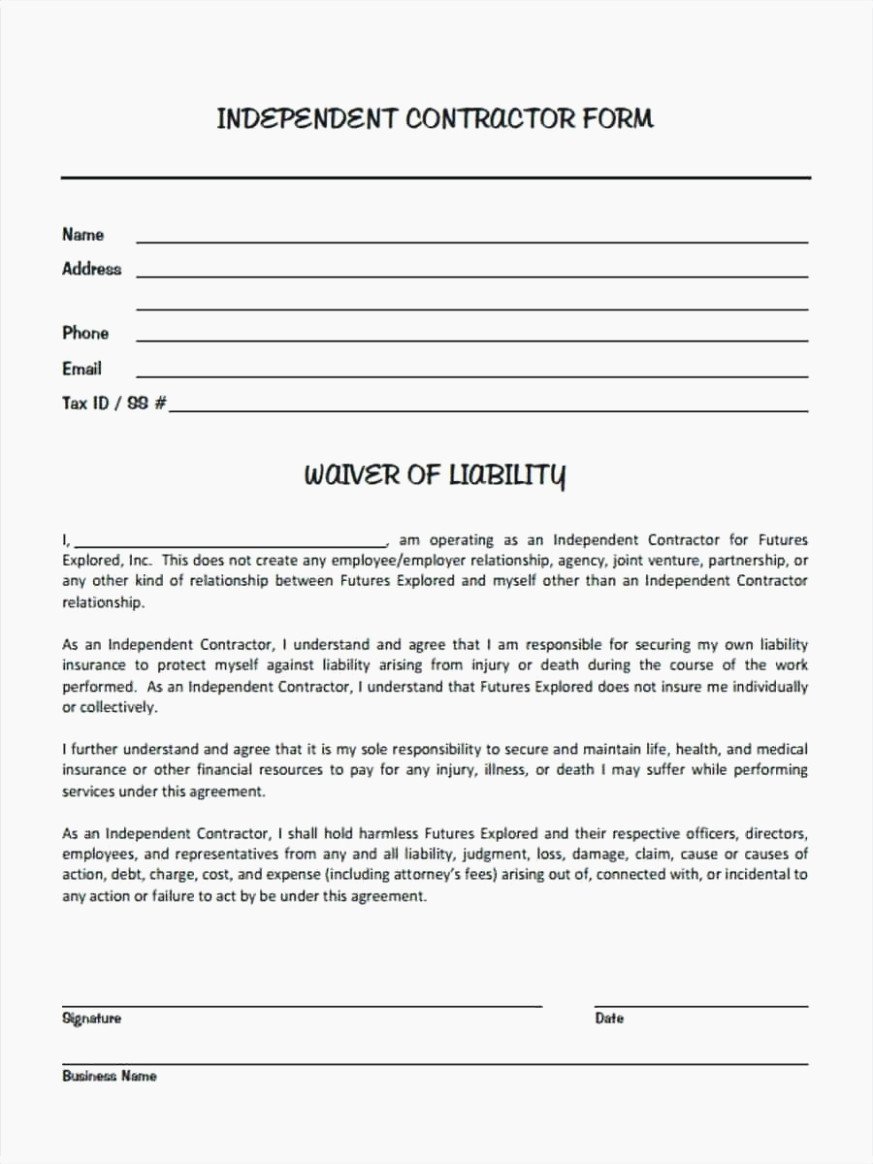 Liability form Template Free Lovely Seven Simple but