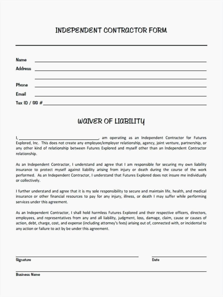 Liability form Template Free Lovely Seven Simple but