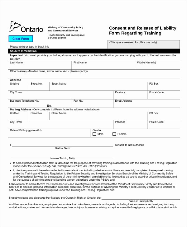 Liability form Template Free Luxury Sample Free Release Of Liability form 9 Examples In