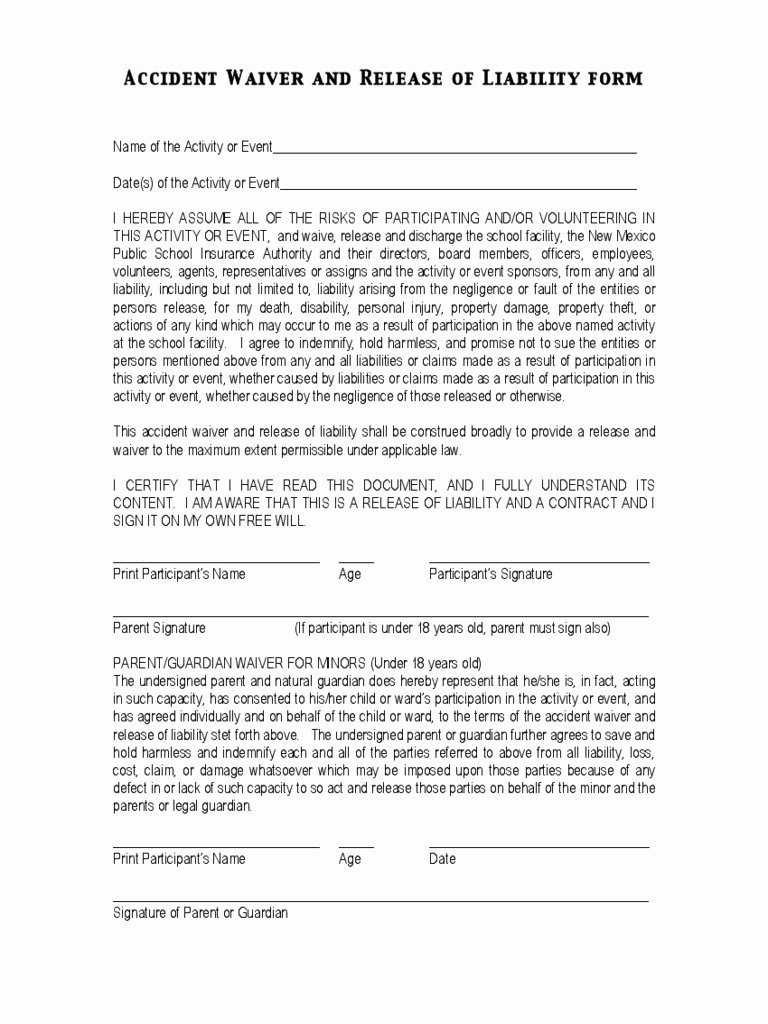 Liability form Template Free New Release Liability Letter Template Examples