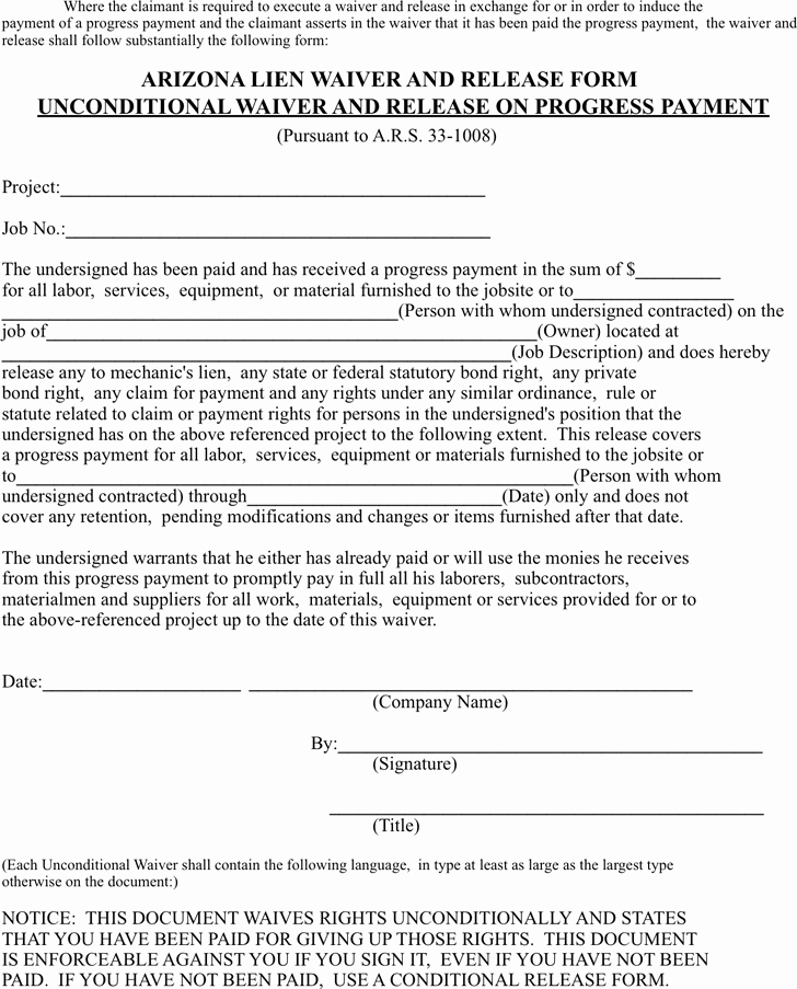 Lien Waiver form Template Beautiful Lien Release Template Free Template Download Customize