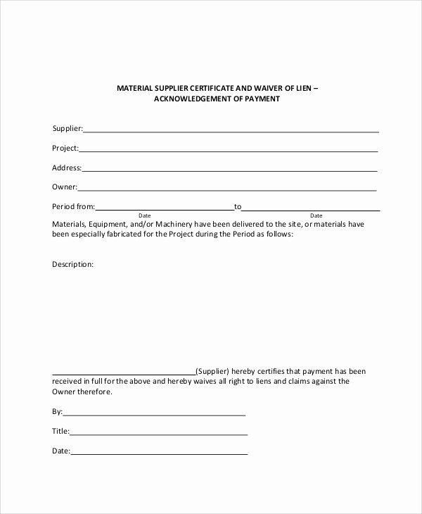 Lien Waiver form Template Elegant Sample Material Release form 8 Examples In Word Pdf