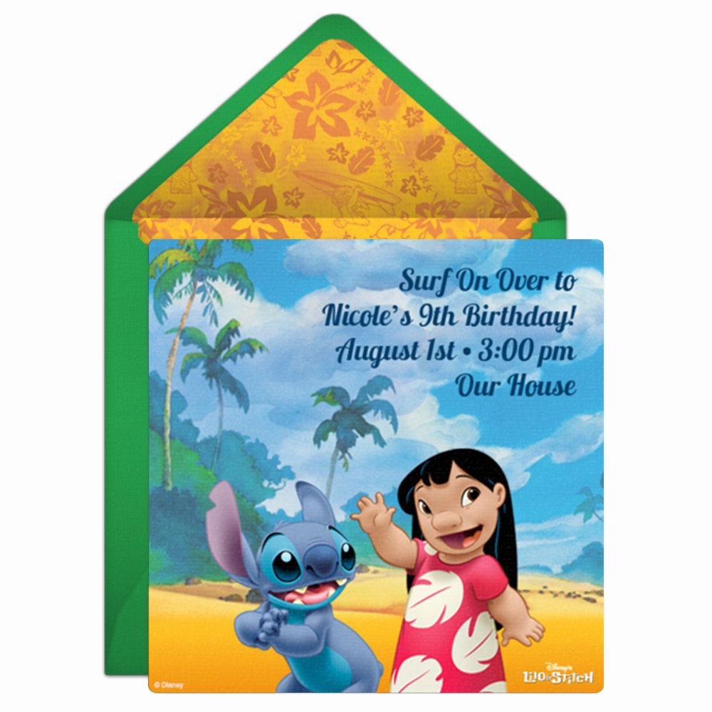 Lilo and Stitch Invitation Template Awesome Lilo &amp; Stitch Line Invitation for Kids Parties