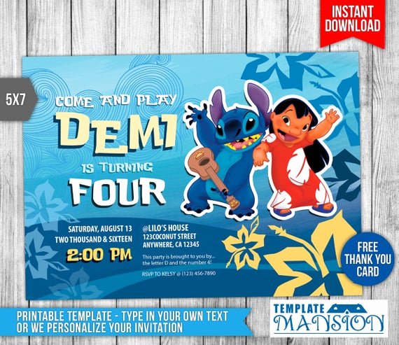 Lilo and Stitch Invitation Template Best Of Lilo and Stitch Invitation Lilo and Stitch by Templatemansion