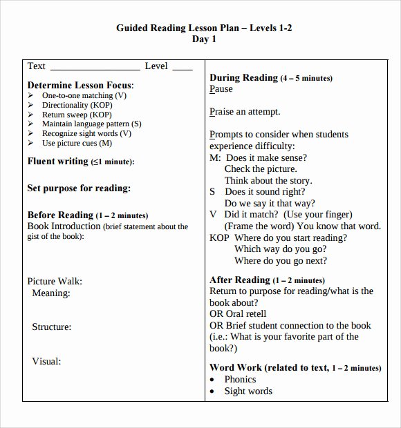 Literacy Lesson Plan Template Beautiful 9 Sample Guided Reading Lesson Plans