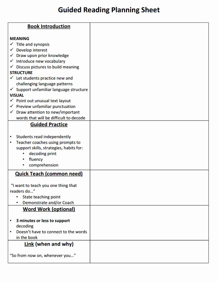 Literacy Lesson Plan Template Fresh Guided Reading Lesson Plan Template