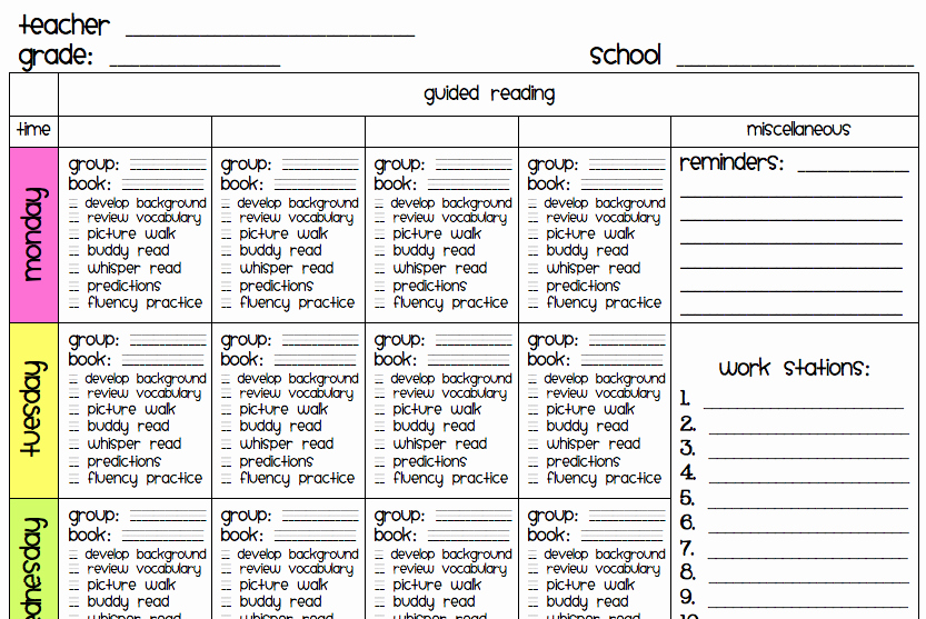 Literacy Lesson Plan Template Luxury Ms M S Blog New Guided Reading Template