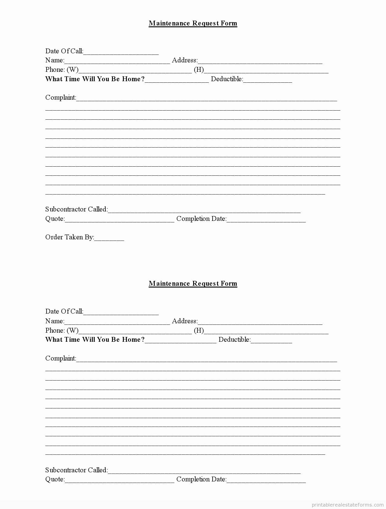 Maintenance Service Request form Template Awesome Free Maintenance forms Maintenance Request form Word