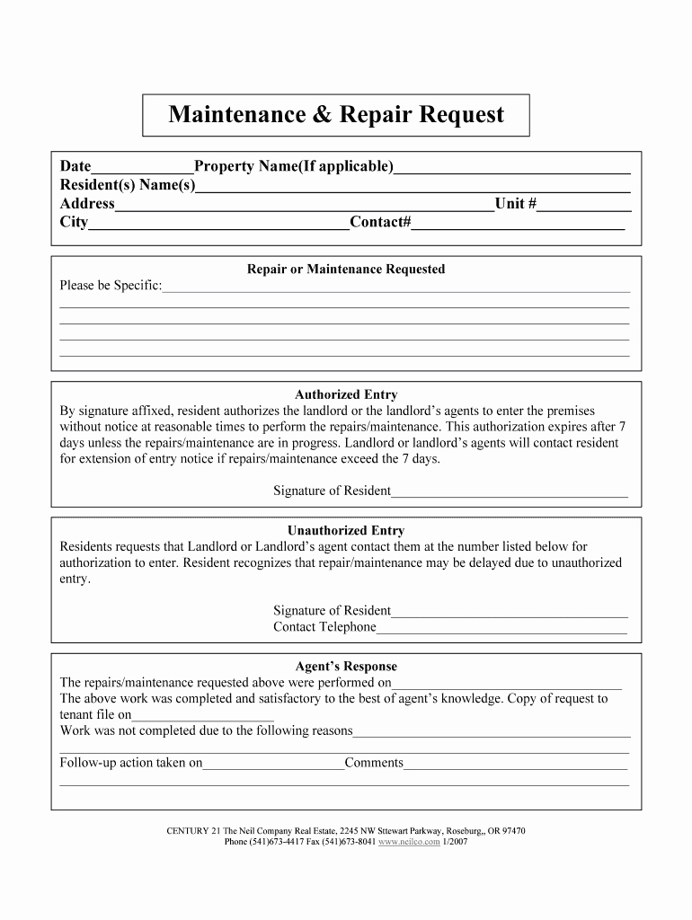 Maintenance Service Request form Template Beautiful Maintenance Request form Fill Line Printable