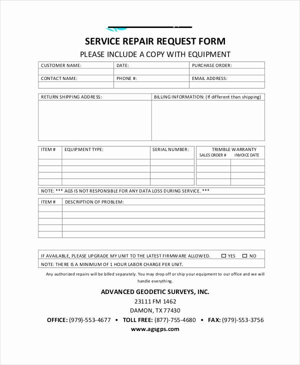 Maintenance Service Request form Template Elegant Free 29 Service forms format