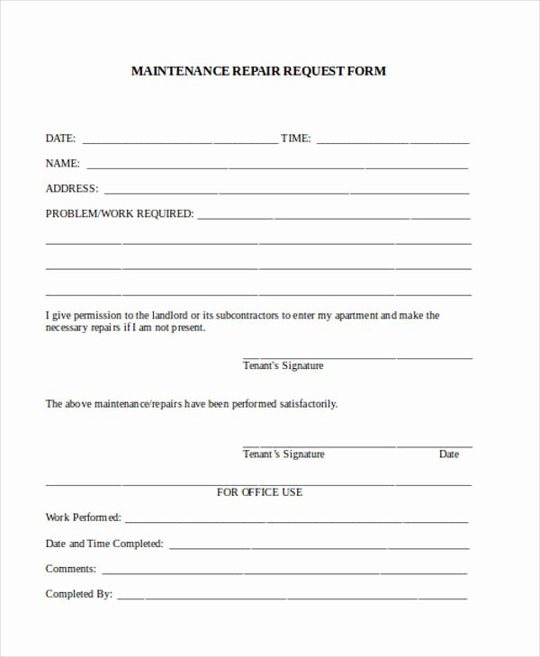 Maintenance Service Request form Template Elegant Free 36 Request forms In Word