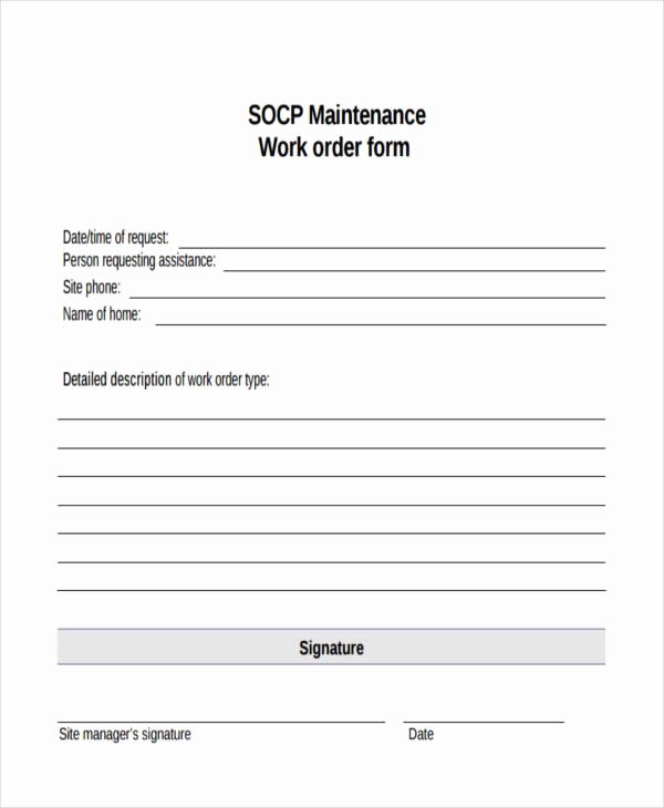 Maintenance Service Request form Template Elegant Printable Work order forms