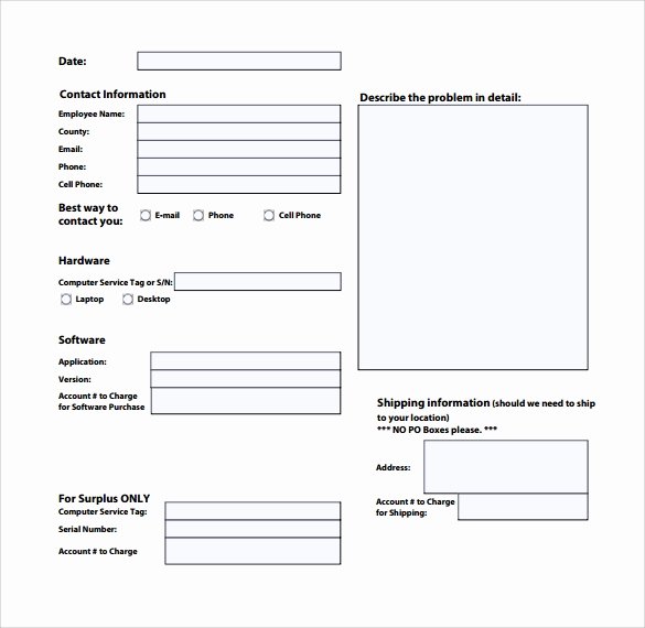 Maintenance Service Request form Template Elegant Sample Puter Service Request form 12 Download Free
