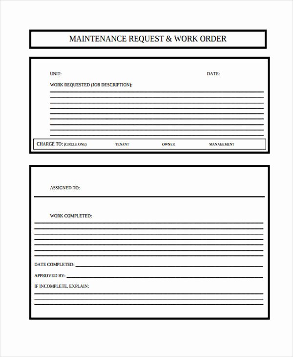 Maintenance Service Request form Template New Free 6 Maintenance Work order form In Sample Example format