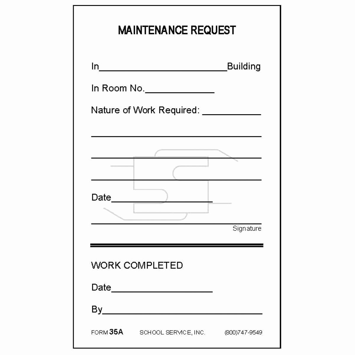 Maintenance Service Request form Template Unique 35a Maintenance Request Padded forms