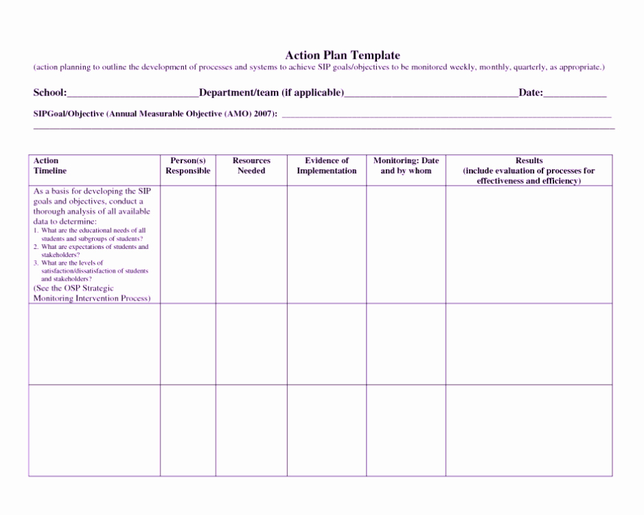 project business action plan template excel word