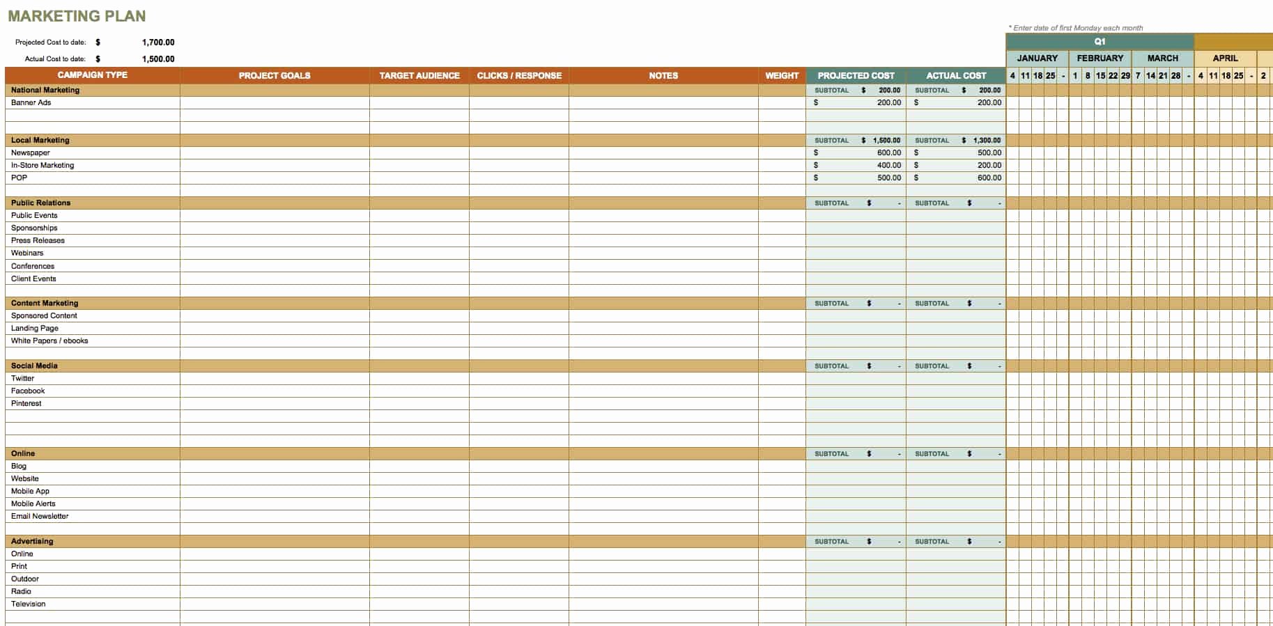 Marketing Action Plan Template Excel Elegant Free Marketing Plan Templates for Excel Smartsheet