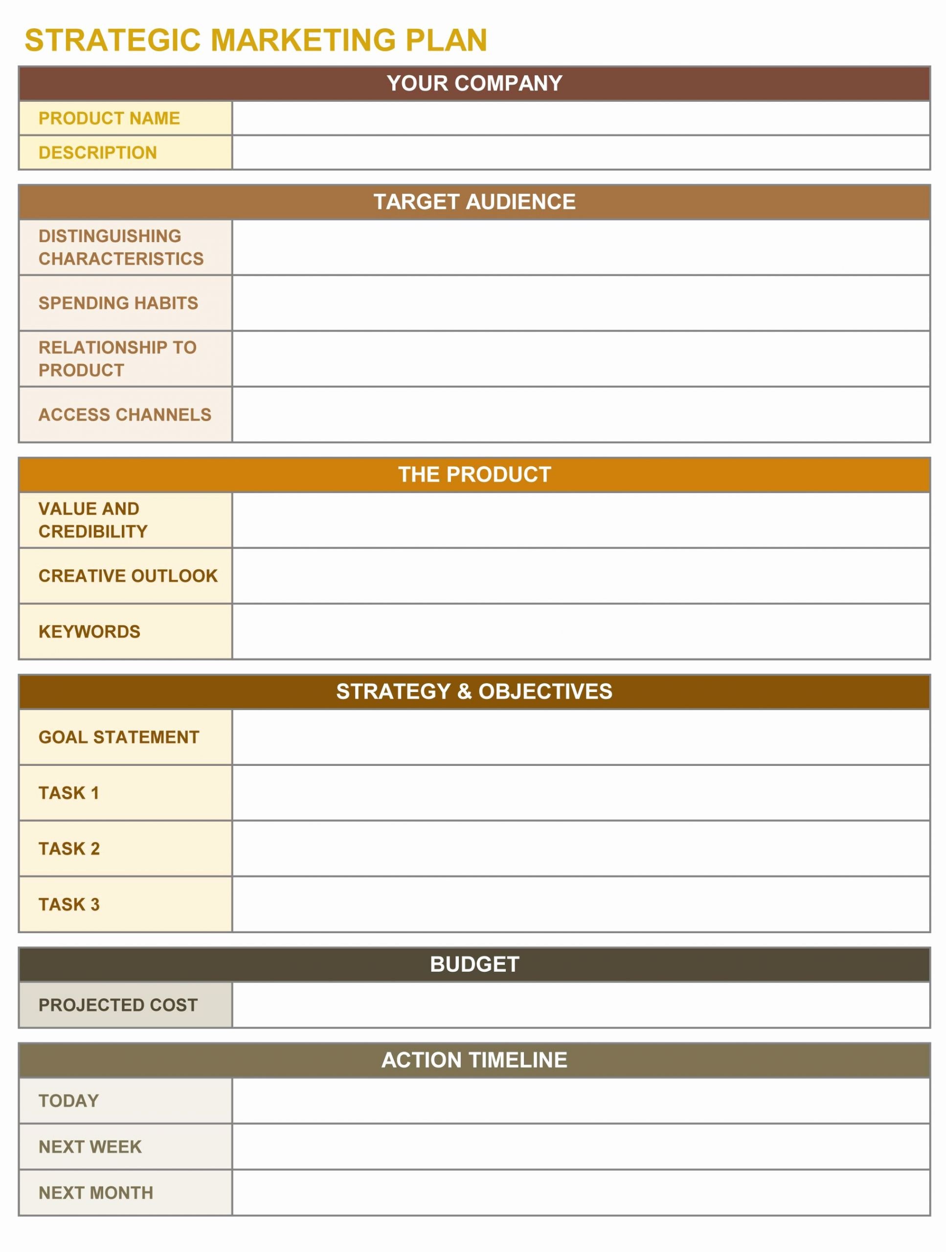 Marketing Action Plan Template Excel Elegant Strategic Marketing Plan Excel Template