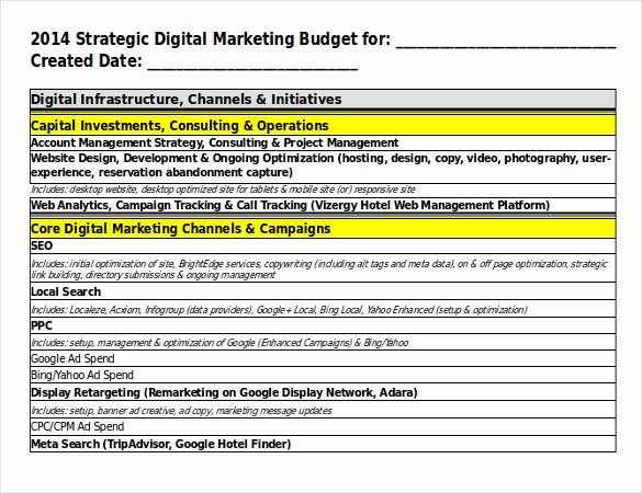 Marketing Plan Budget Template Beautiful 17 Digital Marketing Strategy Templates Free Sample