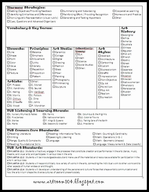 Marzano Lesson Plan Template Doc Lovely the Smartteacher Resource Marzano Mon Core Aligned Art