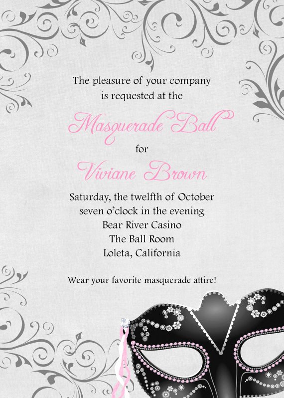 Masquerade Ball Invitations Template Fresh Masquerade Ball Invitation 5x7 Custom Digital Card