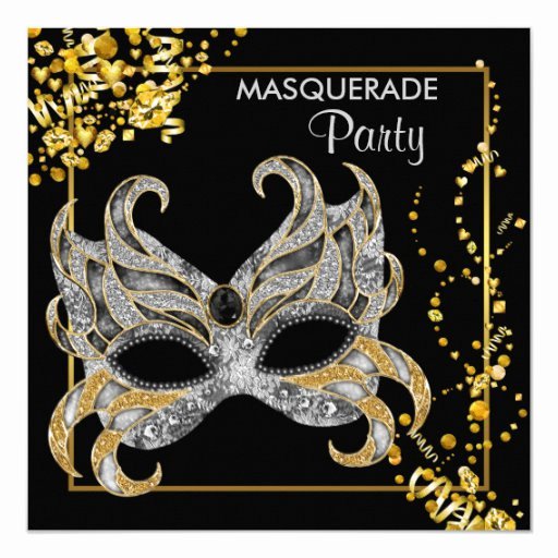 Masquerade Ball Invitations Template Luxury Elegant Silver Gold Masquerade Party Card