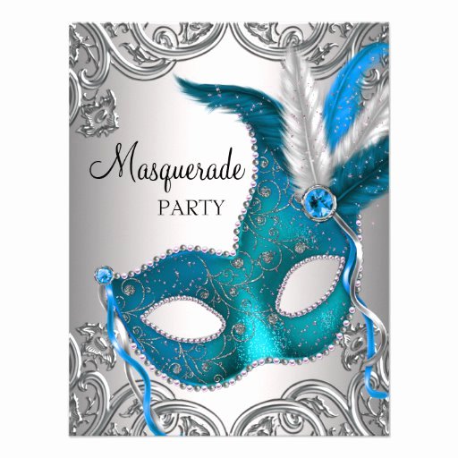 Masquerade Ball Invitations Template New Elegant Silver Teal Blue Masquerade Party Personalized