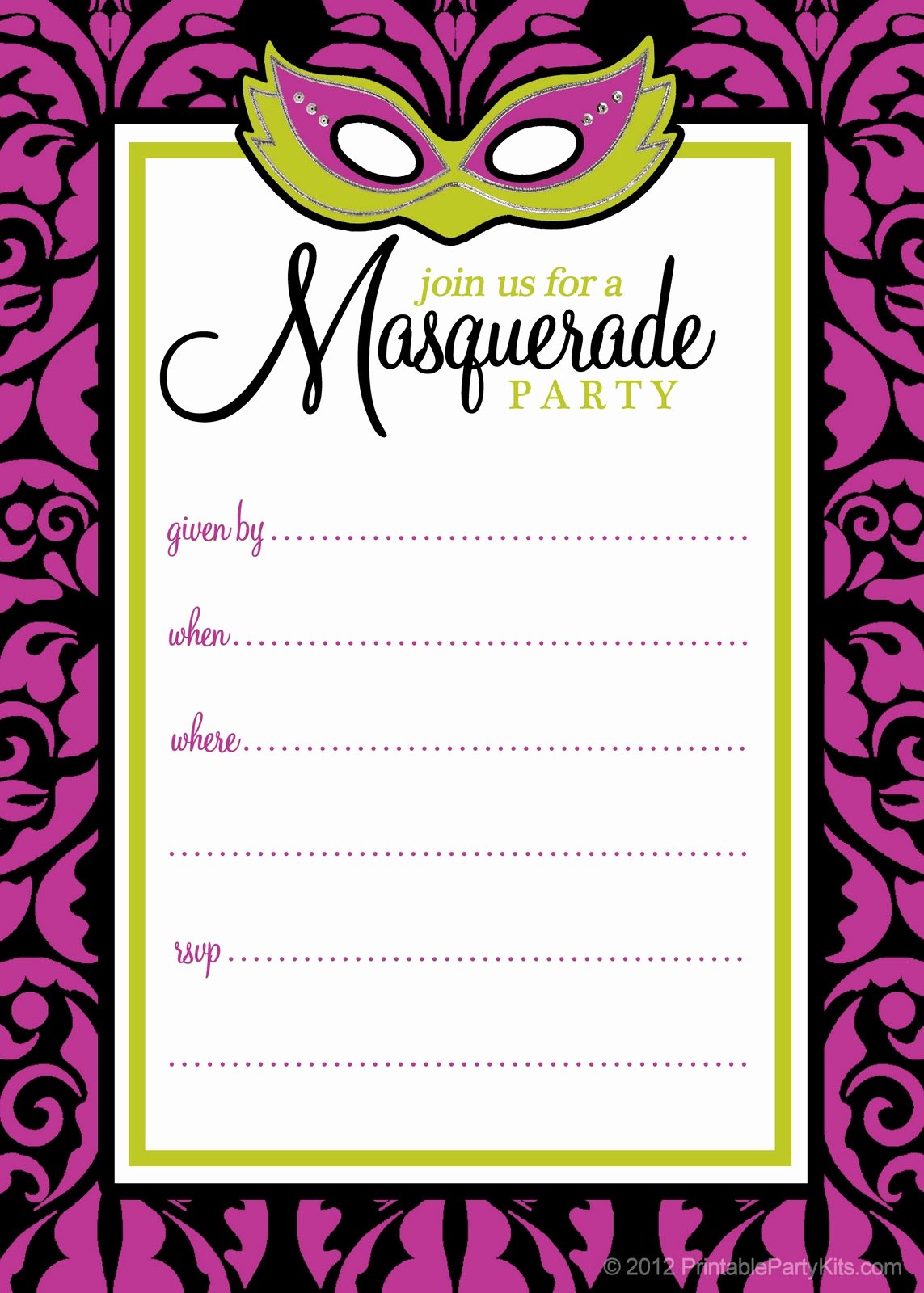 Masquerade Mask Invitation Template Beautiful Free Printable Party Invitations Masquerade or Mardi Gras