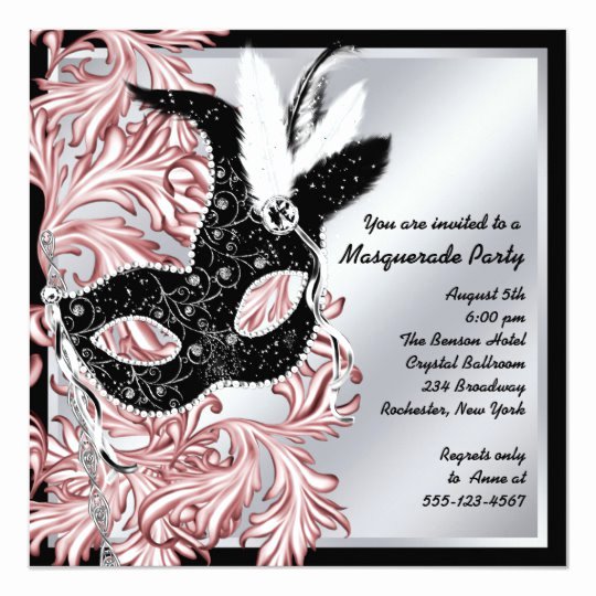 Masquerade Mask Invitation Template Fresh Elegant Pink Black Masquerade Party Invitation