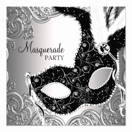 Masquerade Mask Invitation Template Lovely Silver Black Mask Masquerade Party Invitation