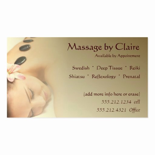 Massage therapy Business Plan Template Elegant Massage therapy Business Card