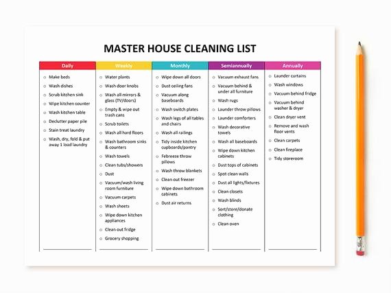 Master Cleaning Schedule Template Beautiful Printable Master House Cleaning List