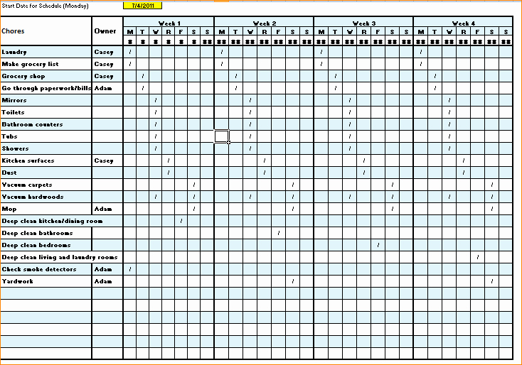 cleaning schedule template