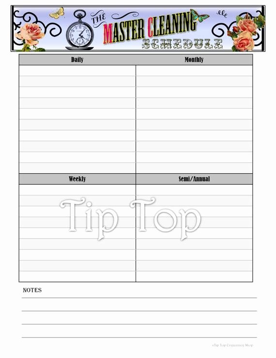 Master Cleaning Schedule Template Fresh Items Similar to Master Cleaning Schedule Home