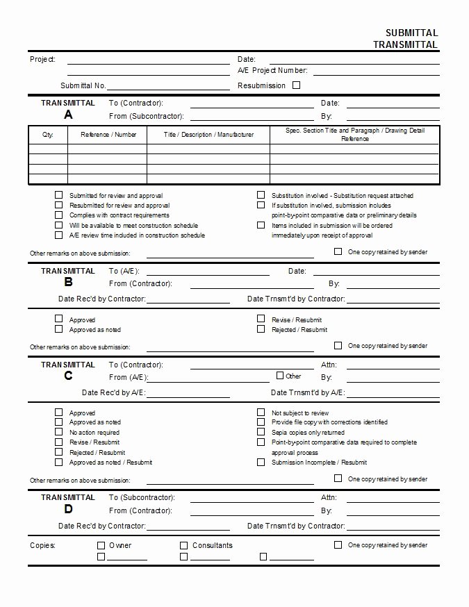 Material Submittal form Template Beautiful Submittal Transmittal Cms