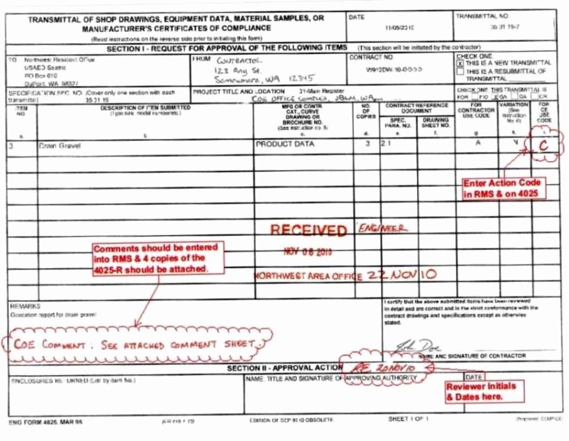 Material Submittal form Template Best Of Construction Submittal form Template Sampletemplatess