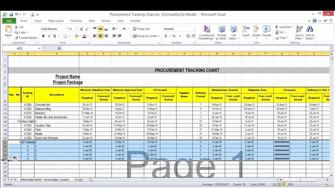 Material Submittal form Template Luxury Lesson 7 Part 4 Create Procurement Tracking Log