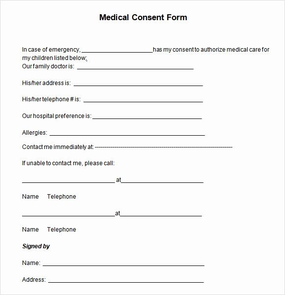 Medical Consent form Template Free Awesome Medical Consent form Minor Child Treatment Template