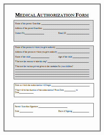 Medical Consent form Template Free Beautiful Medical Authorization for Babysitter