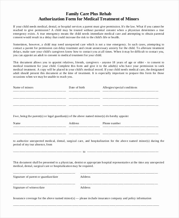 Medical Consent form Template Free Best Of 10 Printable Medical Authorization forms Pdf Doc