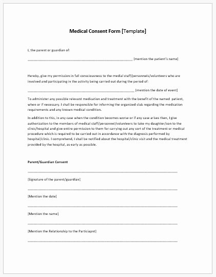 Medical Consent form Template Free Fresh Medical Consent form Template Ms Word