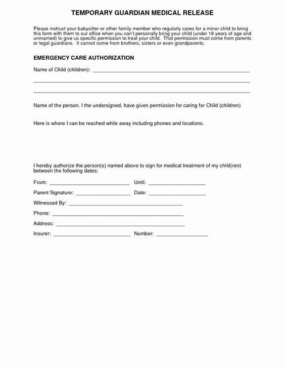 Medical Consent form Template Free Luxury Medical Consent form for Grandparents