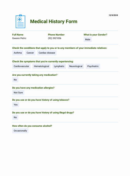 Medical History form Template Pdf Awesome Short Medical History Pdf Templates