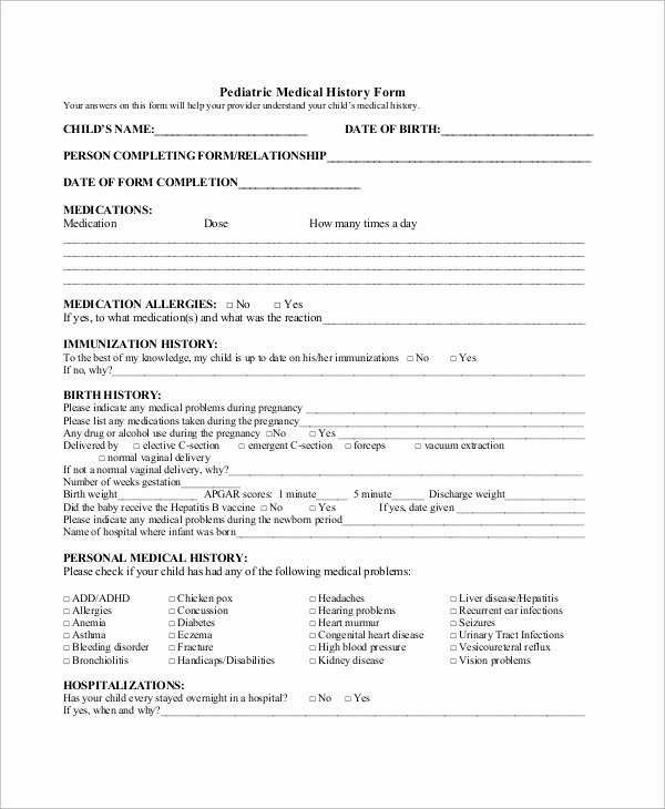 Medical History form Template Pdf Lovely Sample Medical History form 10 Examples In Word Pdf