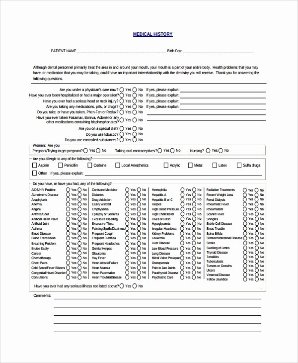 Medical History form Template Pdf Lovely Sample Medical History Template 9 Free Documents