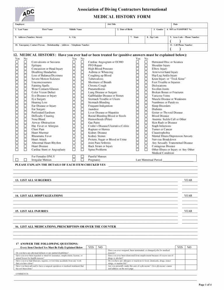 Medical History form Template Pdf Luxury 67 Medical History forms [word Pdf] Printable Templates